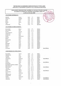 Liste portant classement des candidats au concours d&rsquo;accès au grade de maître de conférences hospitalo-universitaire classe « A » au titre de l&rsquo;année 2026